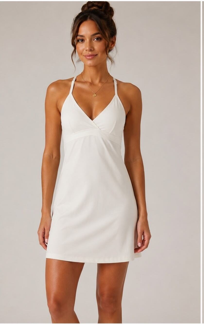 Athleta White Racerback Athletic Dress Size Small Built-In Bra 2014 Style 739781